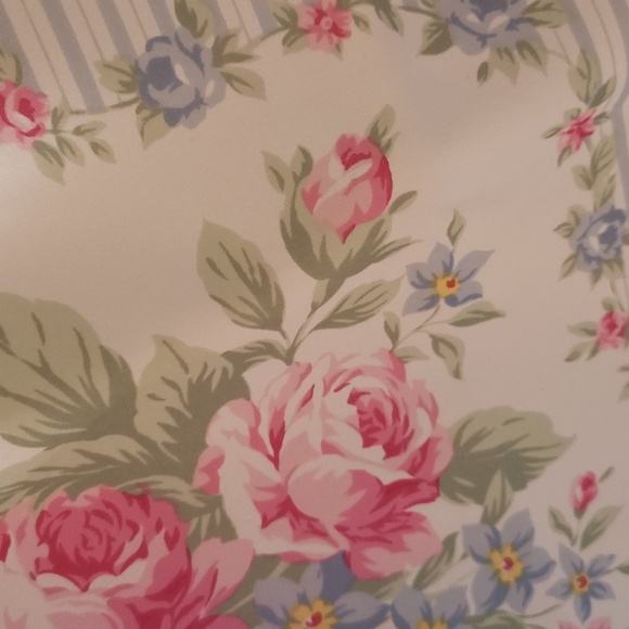 Vintage Avon Floral Bouquet 36x36 Square Scarf 1989 Pink & Blue Roses - Picture 3 of 5